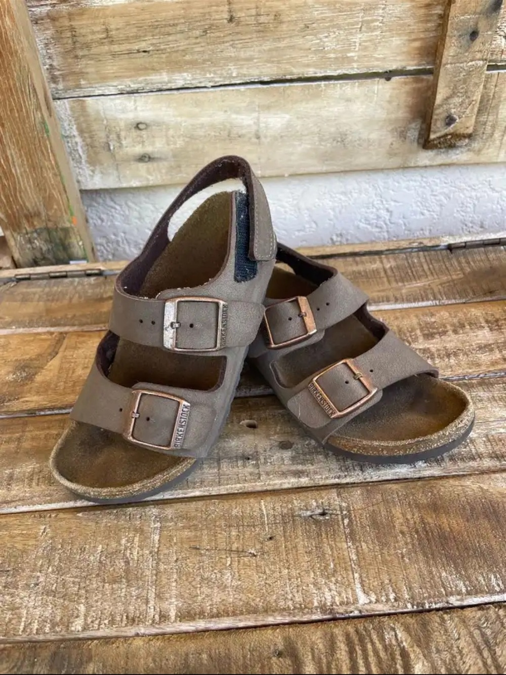 Birkenstock Kids Triple Strap Sandals in Brown